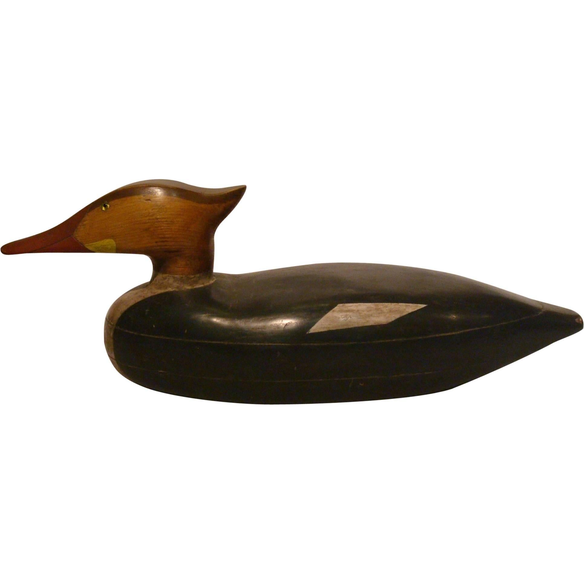 Hen Merganser Hunting Decoy attributed to John Dawson Folk Art, Americana