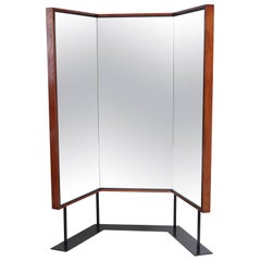Mid-Century Free-Standing Three-Panel Mirror