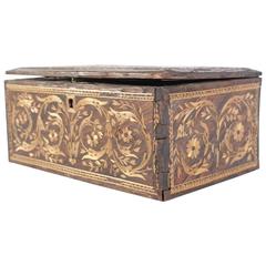 Antique Sewing Box with Marquetry in Straw, 19th Century