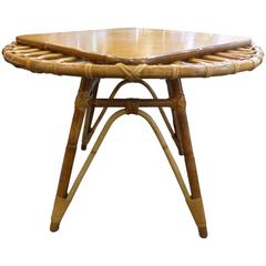 Beautiful Wicker Cocktail Table Attributed to Audoux Minet, circa 1960 2