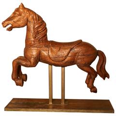 Antique 19th Century Spanish Wooden Carousel Galloper or Fair Ground Horse