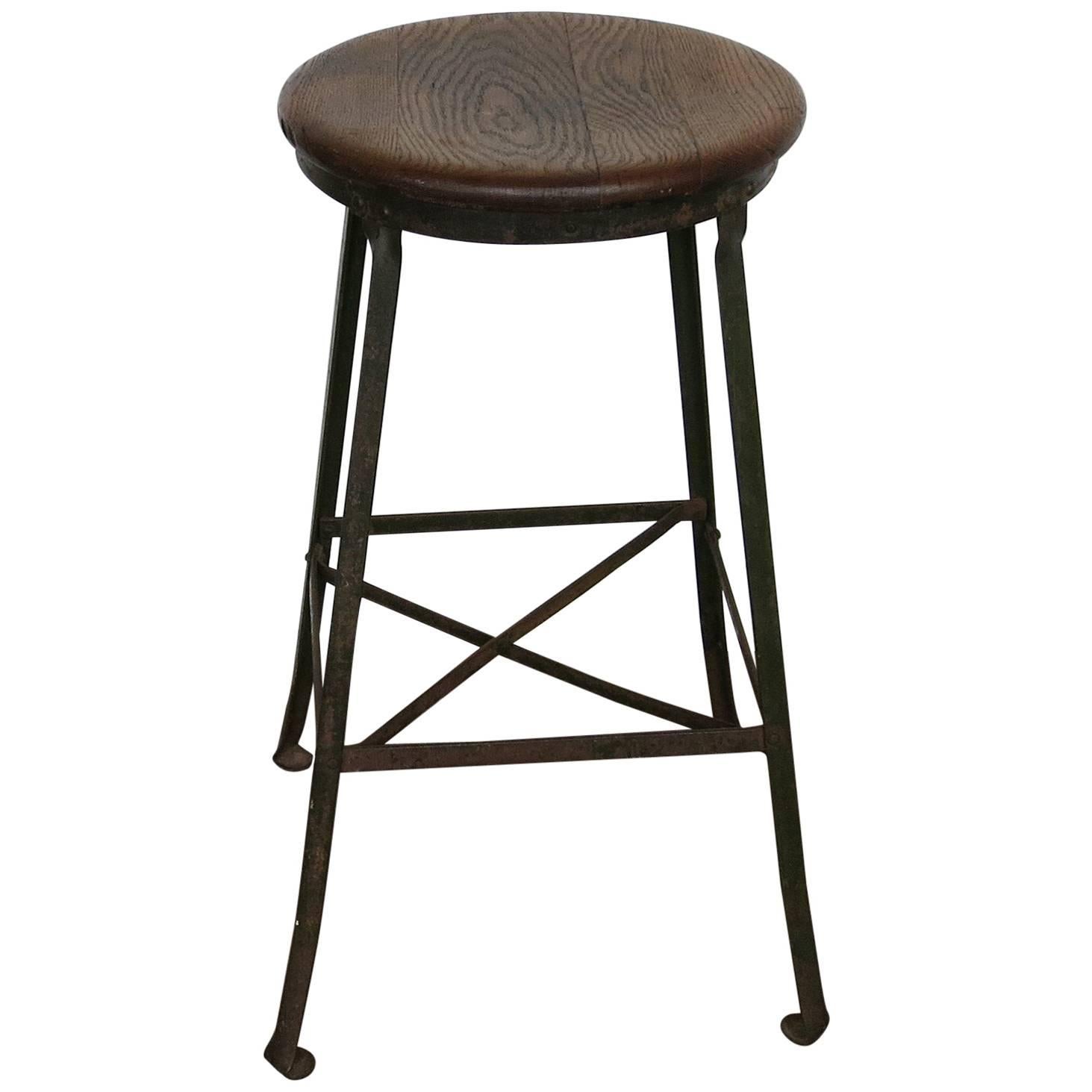 Vintage Industrial Stool Angle Steel Co., 1940s For Sale