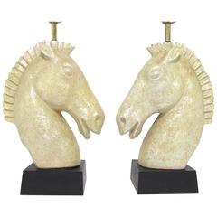 Retro Pair of Fortune Lamp Co. Horse Head Table Lamps, 1961