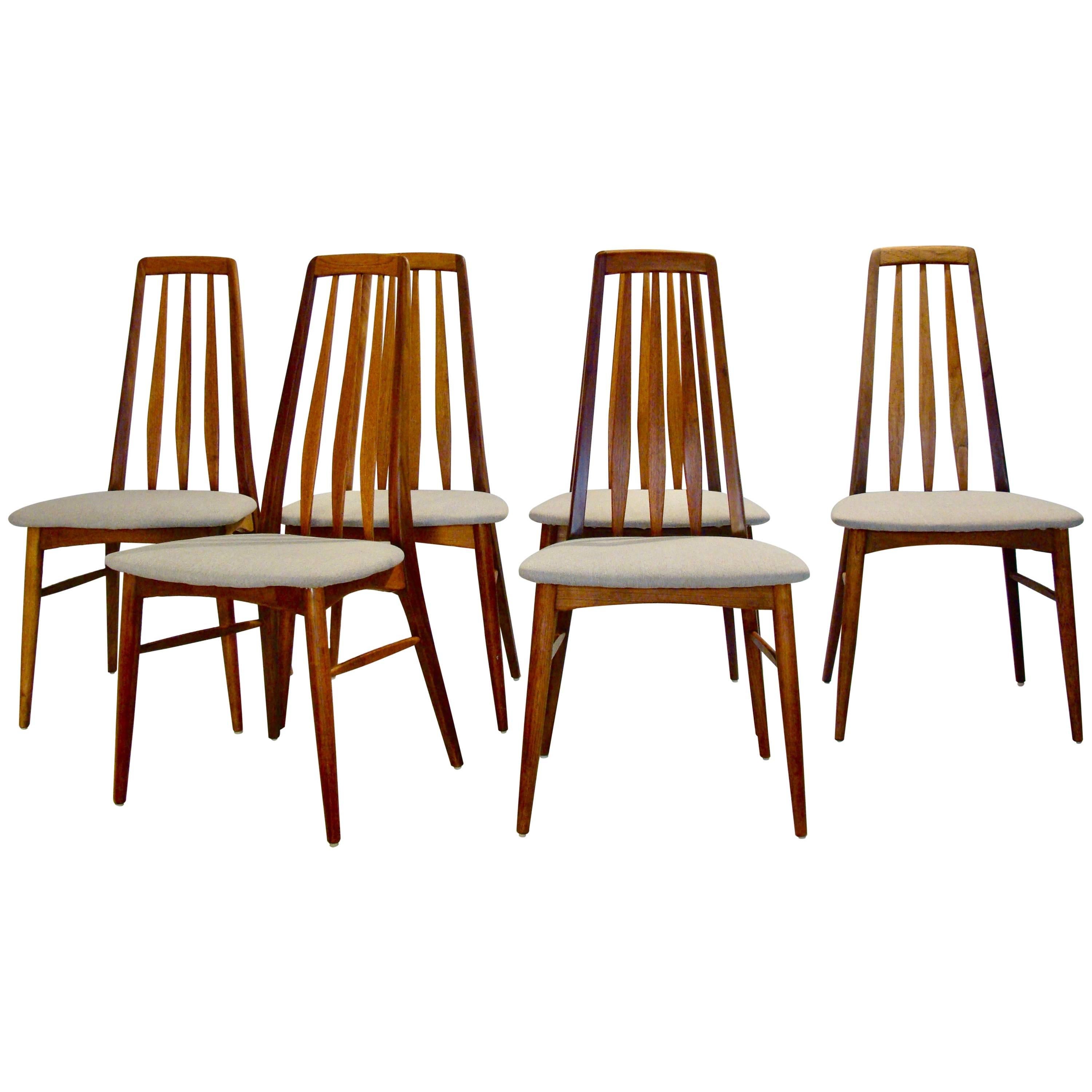 Danish Modern Teak High Back Set of Six Dining Chairs by Koefoeds Hornslet
