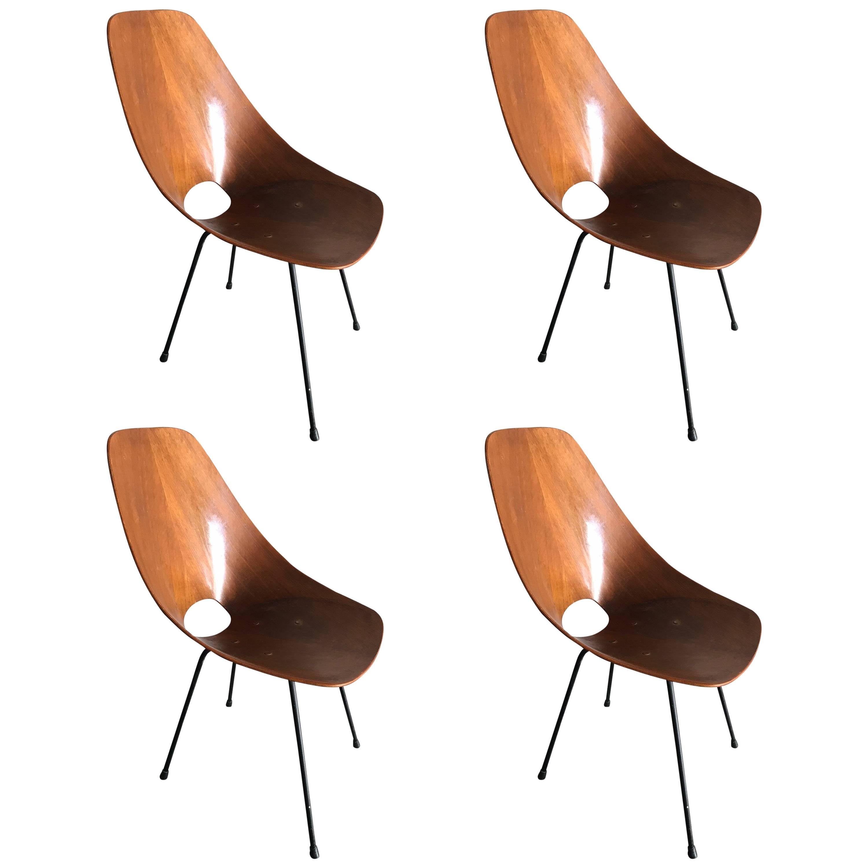 Fantastic Set of Four Vittorio Nobili Medea Chairs, circa 1960 For Sale