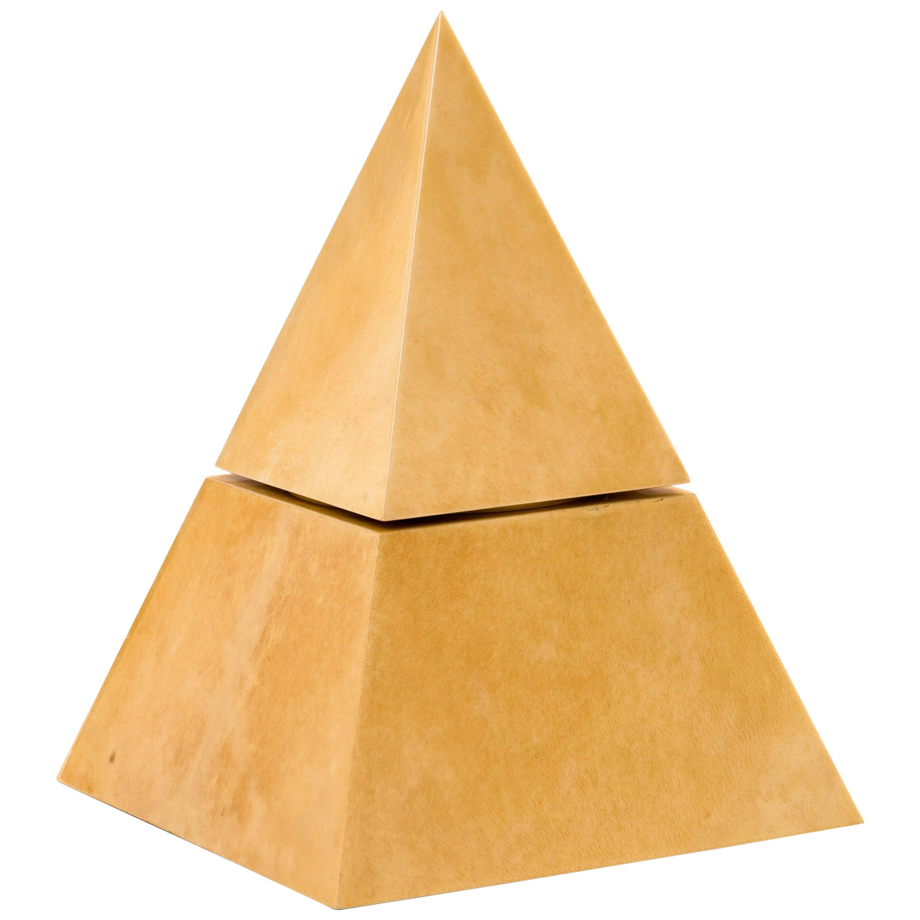 Aldo Tura Lacquered Goatskin Pyramid Ice Bucket or Wine Cooler Sculpture