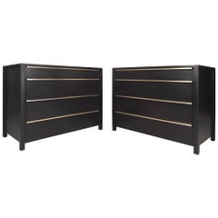 Pair of Mid-Century Modern Ebonized Chests in the Style of George Nelson