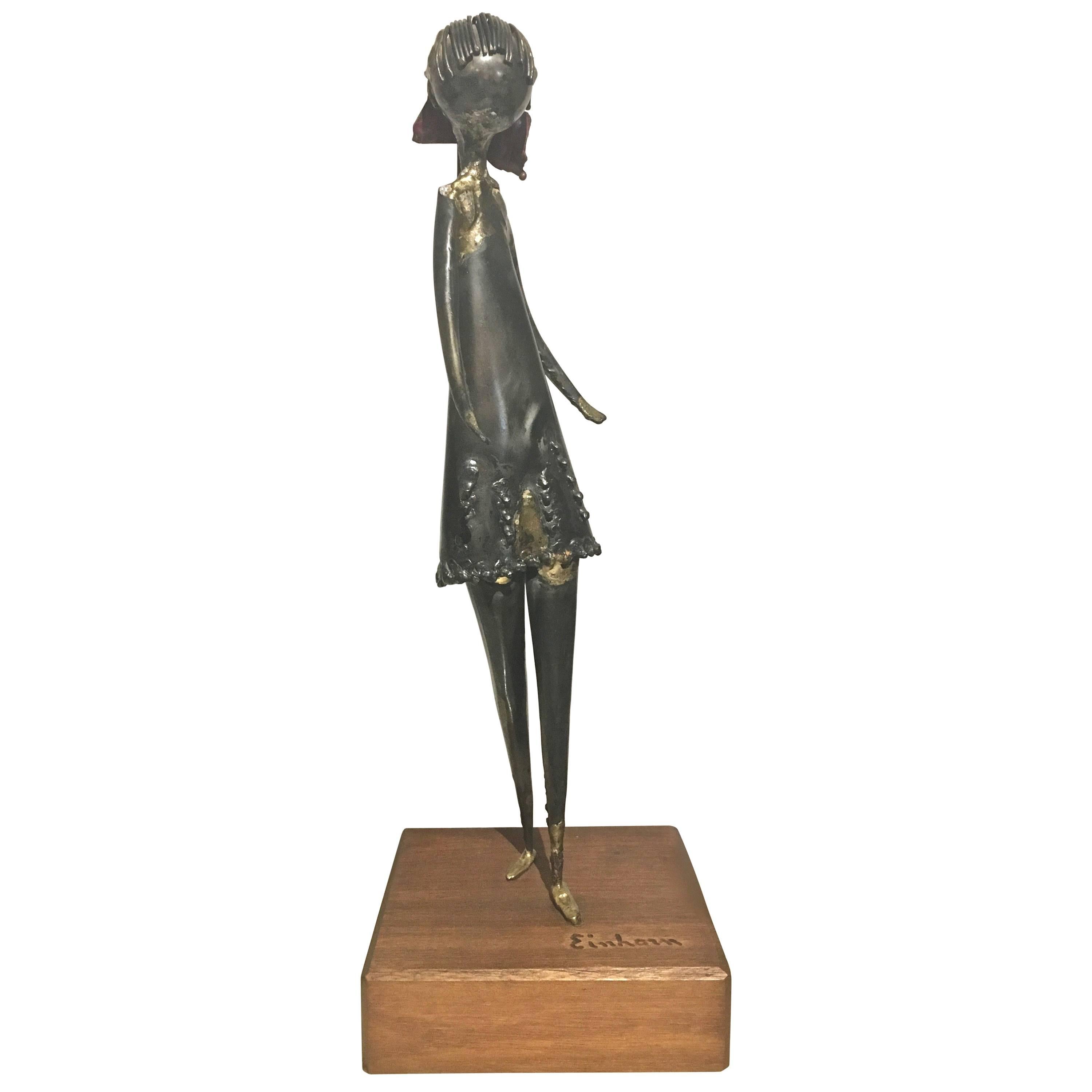 Mid-Century Sculpture of Girl, Signed by Artist Harold Einhorn For Sale