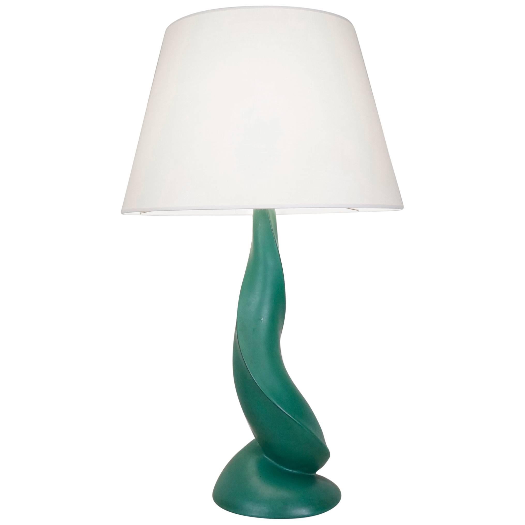 Late 20th Century Green Ceramic Table Lamp by F Cova