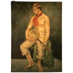 Beautiful Modern Italian Painting of a Young Musician by Fabrizio Campanella