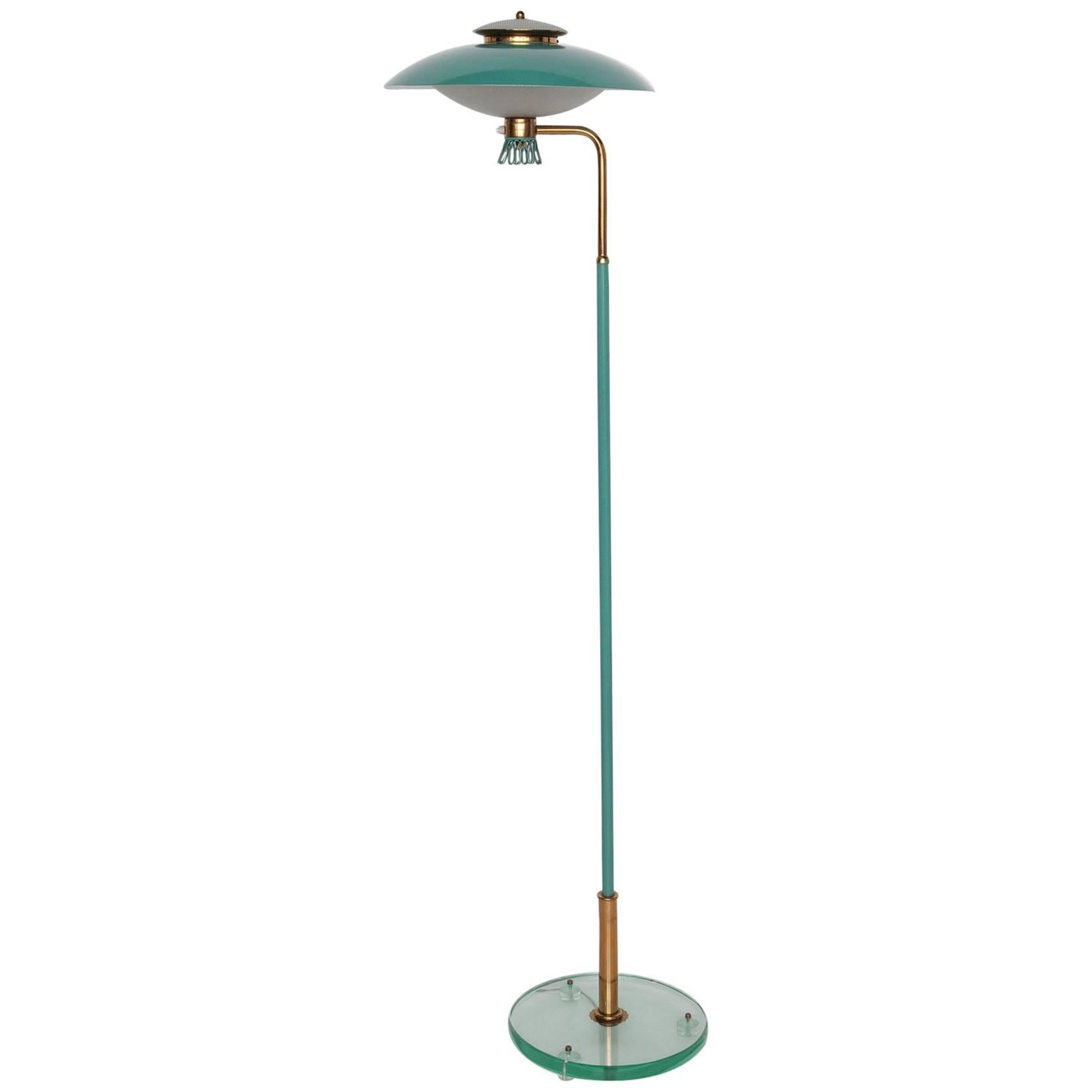 Green Enamel Midcentury Italian Floor Lamp