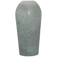 Large Handblown Murano Vase in Silver Sage Scavo Glass, circa 1980 4