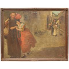 Rare Turn of the Century Very Large Spanish Painting with Beautiful Signorita 1