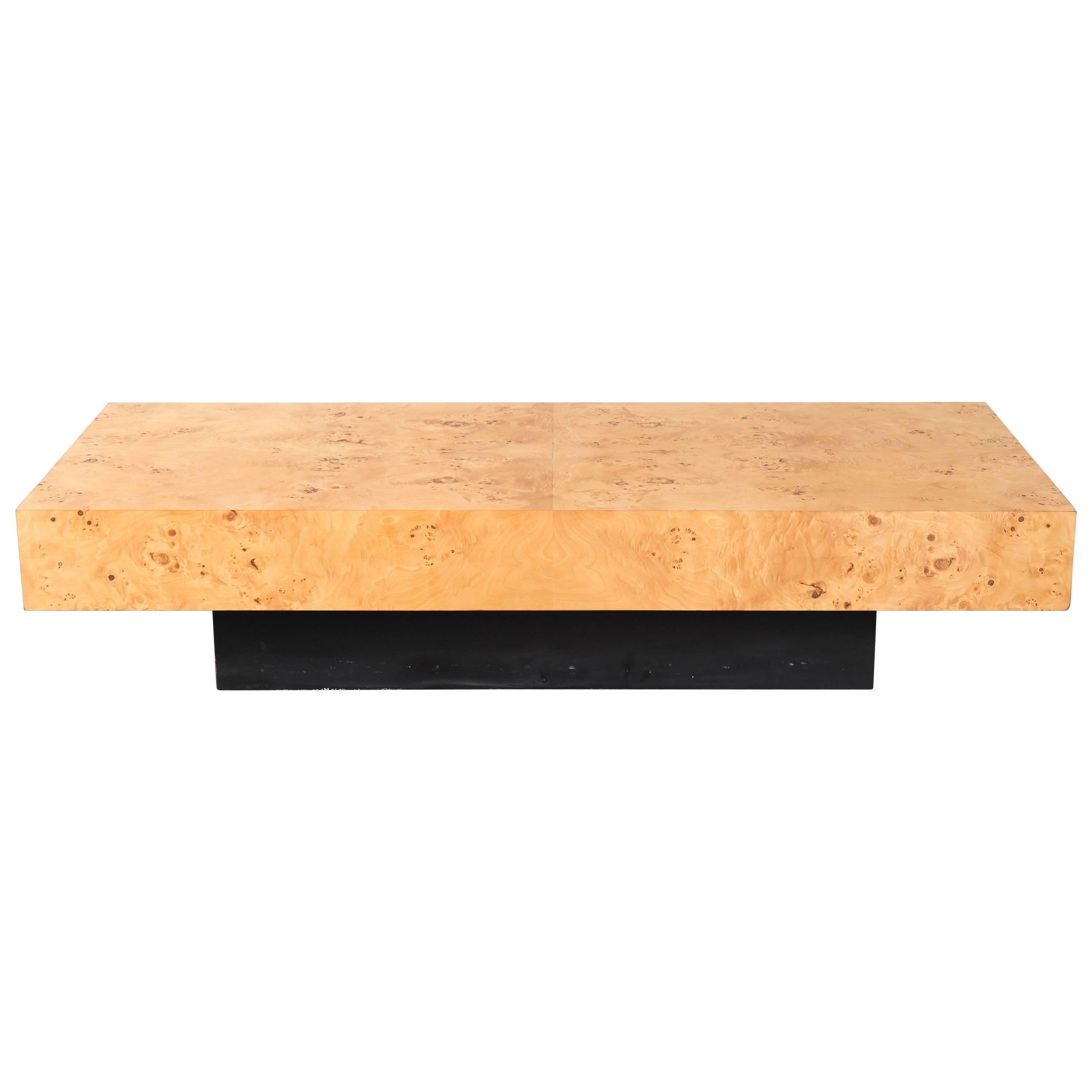 Burl Olive Wood Coffee Table by Milo Baughman