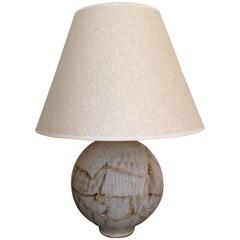 Heavy Glazed Ceramic Spherical Table Lamp, English, circa 1960s 11