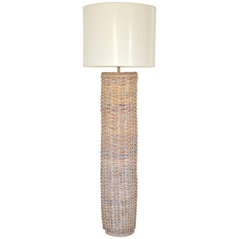Mid Century Woven Rattan Cylinder Form Floor Lamp For At 1stdibs Mid Century Woven Rattan Cylinder Form Floor Lamp For