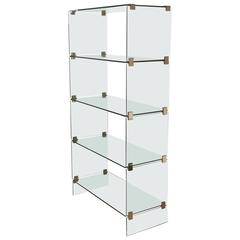 Mid-Century Modern Brass and Glass Display Etagere in the Style of Pace