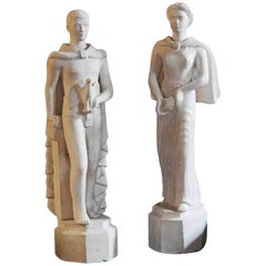Vintage "Sea Breeze and High Sierra, " Pair of Art Deco Sculptures for Golden Gate Expo