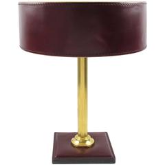 Jacques Adnet Red Hand-Stitched Leather-Clad Table Lamp 5