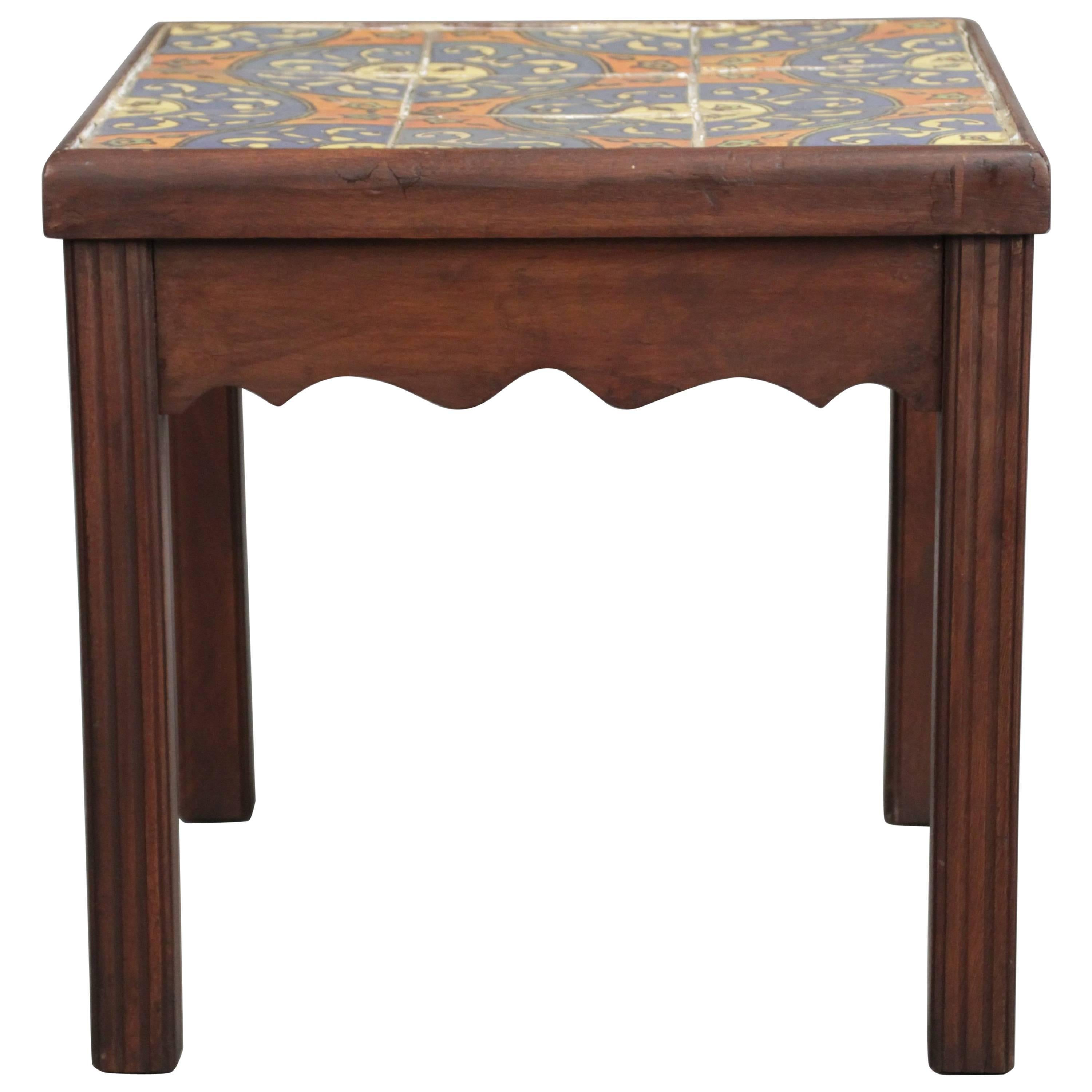 1920s California Tile Table with Nine Tiles For Sale