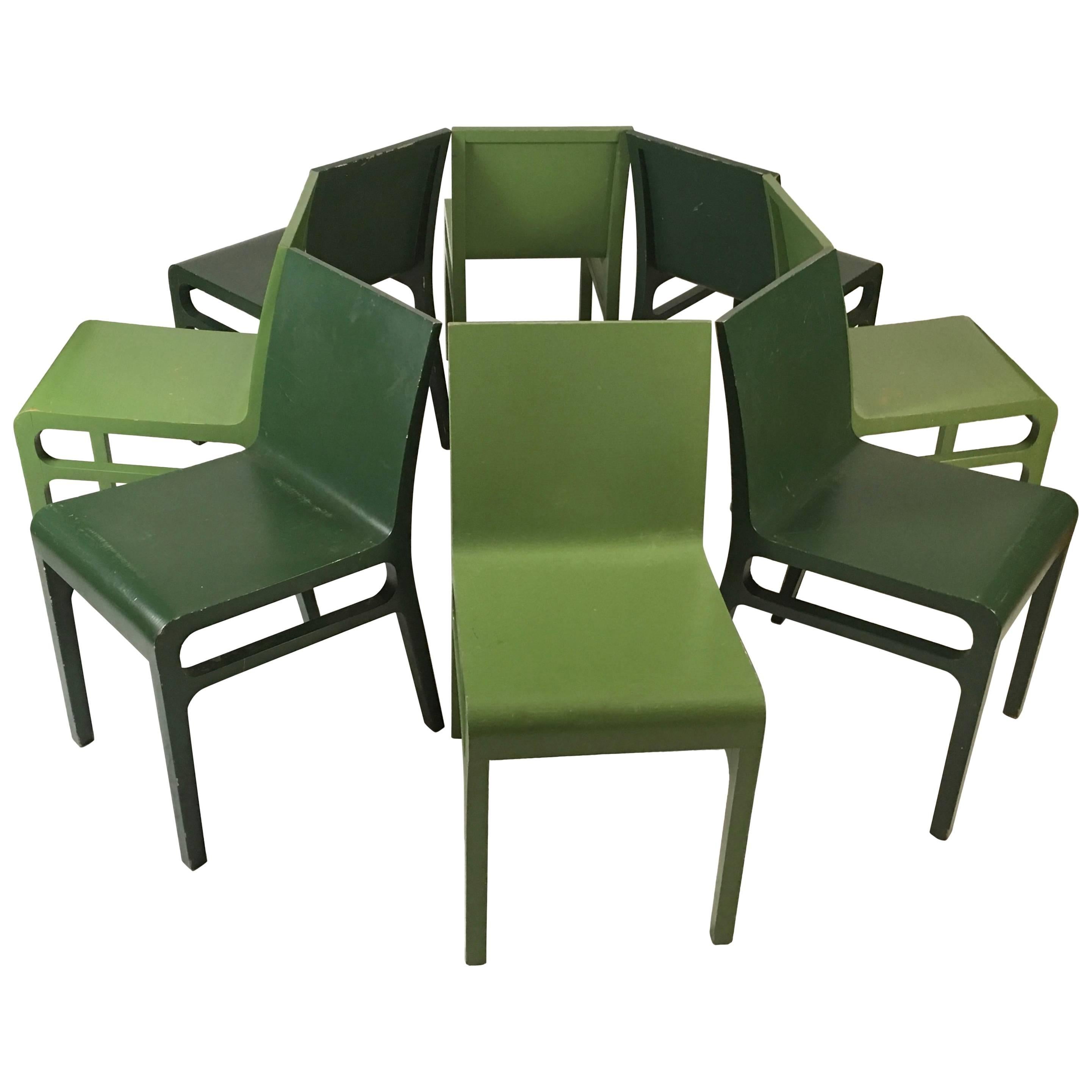 Set of Eight Mid-Century Modern Bentwood Dining Chairs