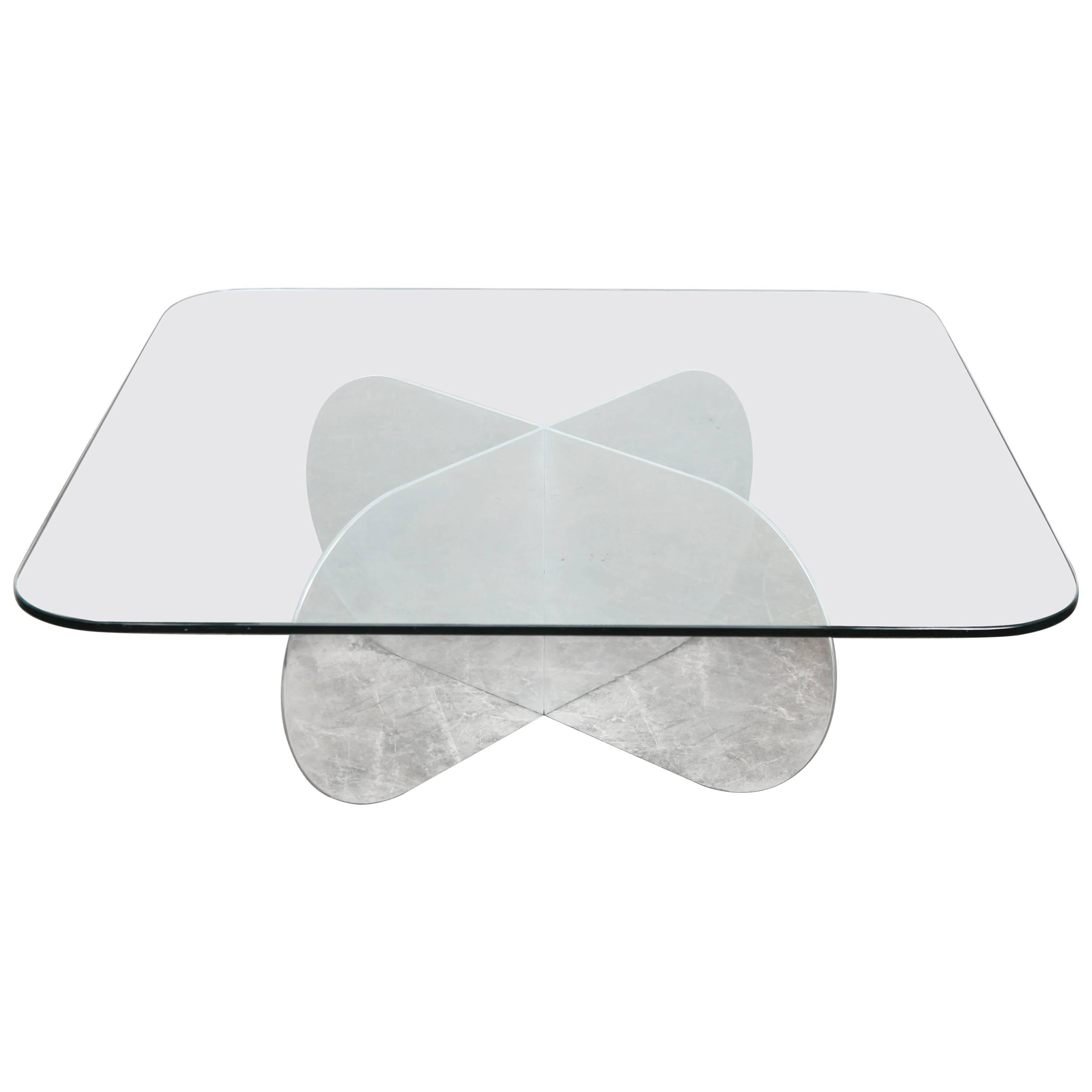 Mid-Century Modern Paul Mayen Aluminum “X” Coffee Table