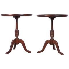 Vintage Set of Round Antique Danish Side Tables