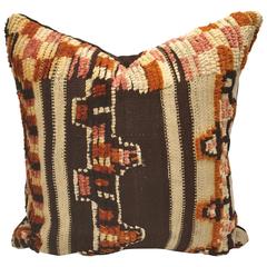 Custom Pillow Cut from a Vintage Hand Loomed Wool Moroccan Rug