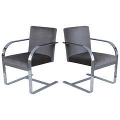 1970s Steel Frame Armchairs