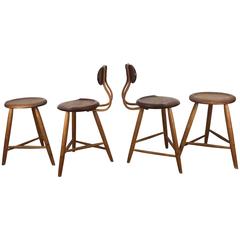 Set of Four Kai Pedersen Studio Workshop Handcrafted Stools, USA, 1983