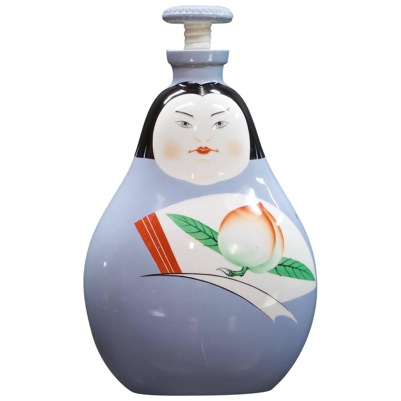 1930s Toyotoki Kokura Porcelain Geisha Decanter Japan Nippon Saki Bottle