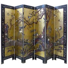 Early 20th Century Chinese Coromandel Six-Panel Screen with Foliage and Birds 7