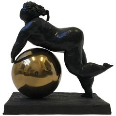 bronze woman sculpture Bronze and Brass Woman Sculpture by Gene Adcock