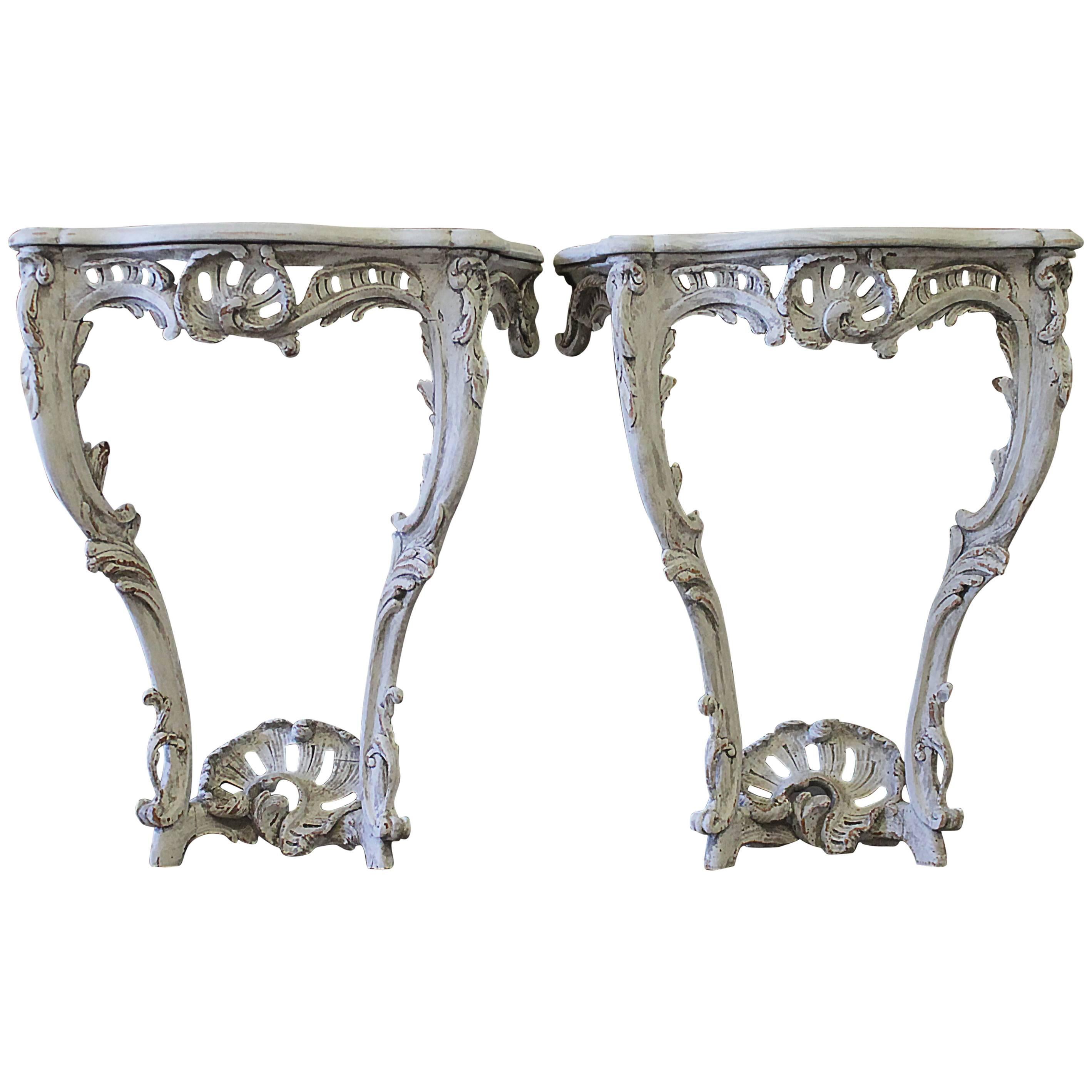 Painted and Carved Louis XV Style Wall Console