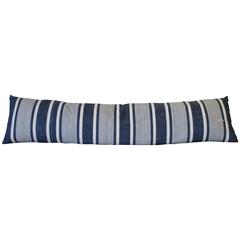 Antique French Indigo Ticking Stripe Long Lumbar Pillow