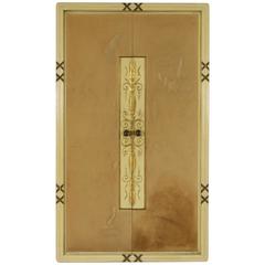Retro Cabinet Attributable to Osvaldo Borsani, Wood Brass, Italy, 1940s-1950s