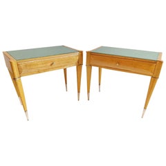 Italian Mid-Century Nightstands in Maple and Birch