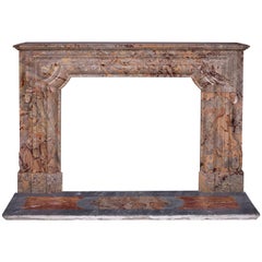 Louis XIV Style "Bollection" Fireplace Mantel in Sarrancolin Ilhet Marble