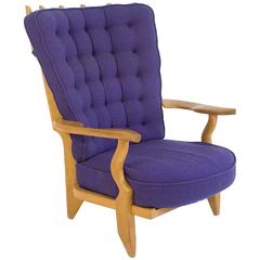 Huge Oak "Grand Repos" Armchair by Guillerme et Chambron, circa 1950, France