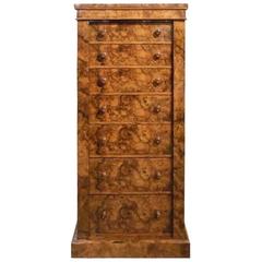 Burr Walnut Victorian Period Antique Wellington Chest 7