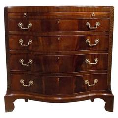 Mahogany Chippendale Style Serpentine Antique Bachelors Chest of Drawers