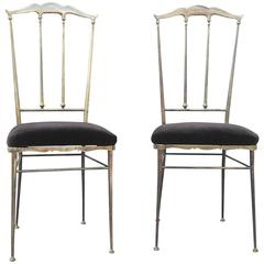 Pair of Solid Brass Chiavari Chairs, Italy, 1960s 4