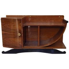 Art Deco Console or Sideboard Walnut U-Shaped Side Black Legs 3