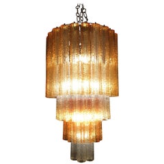 Venini Four-Tier Tronchi Chandelier by Toni Zuccheri, Italy, circa 1960