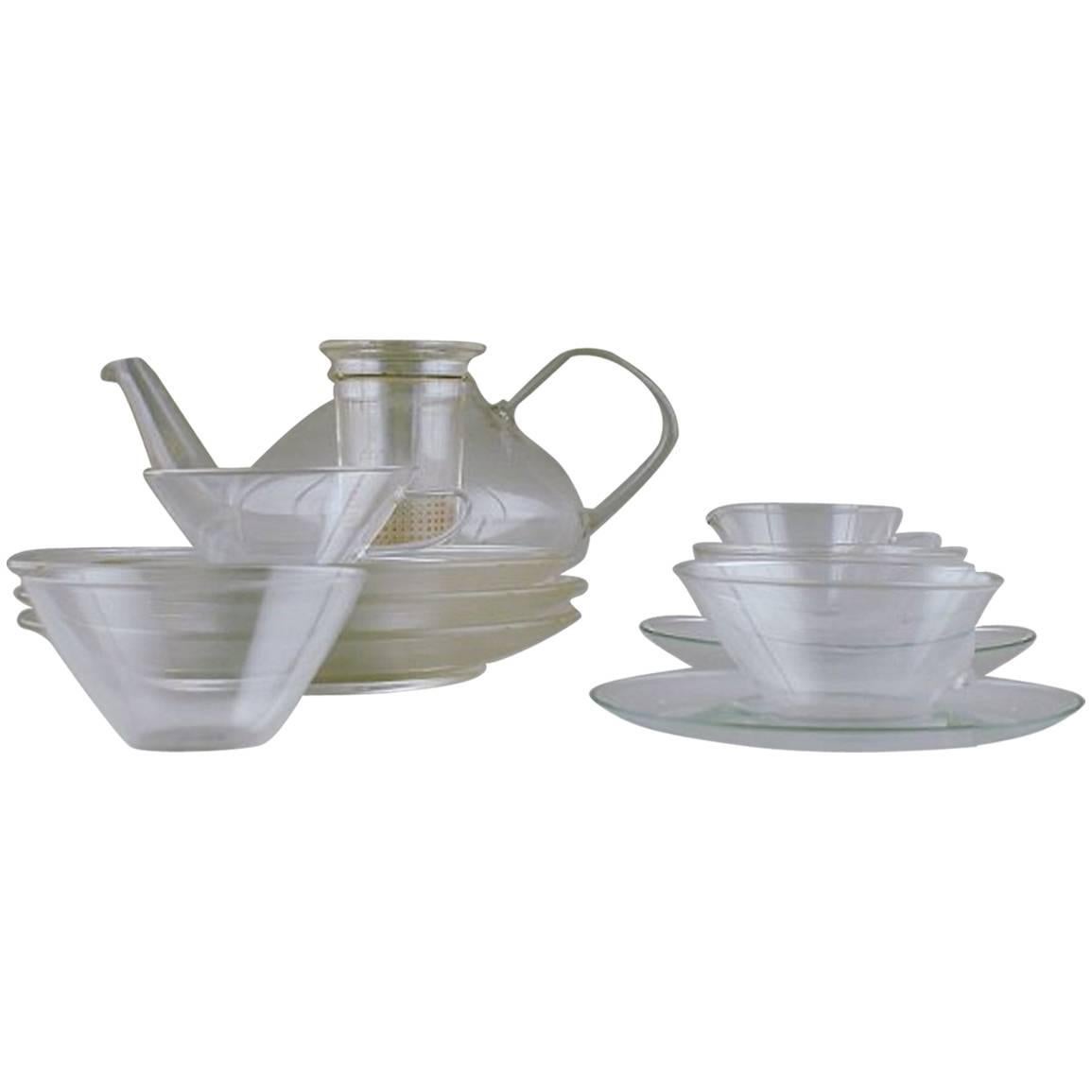 Wilhelm Wagenfeld: "Jena" Tea Set of Clear Glass