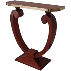 Art Deco Console / Centre Table U-Shaped Tinted Birch and Brass