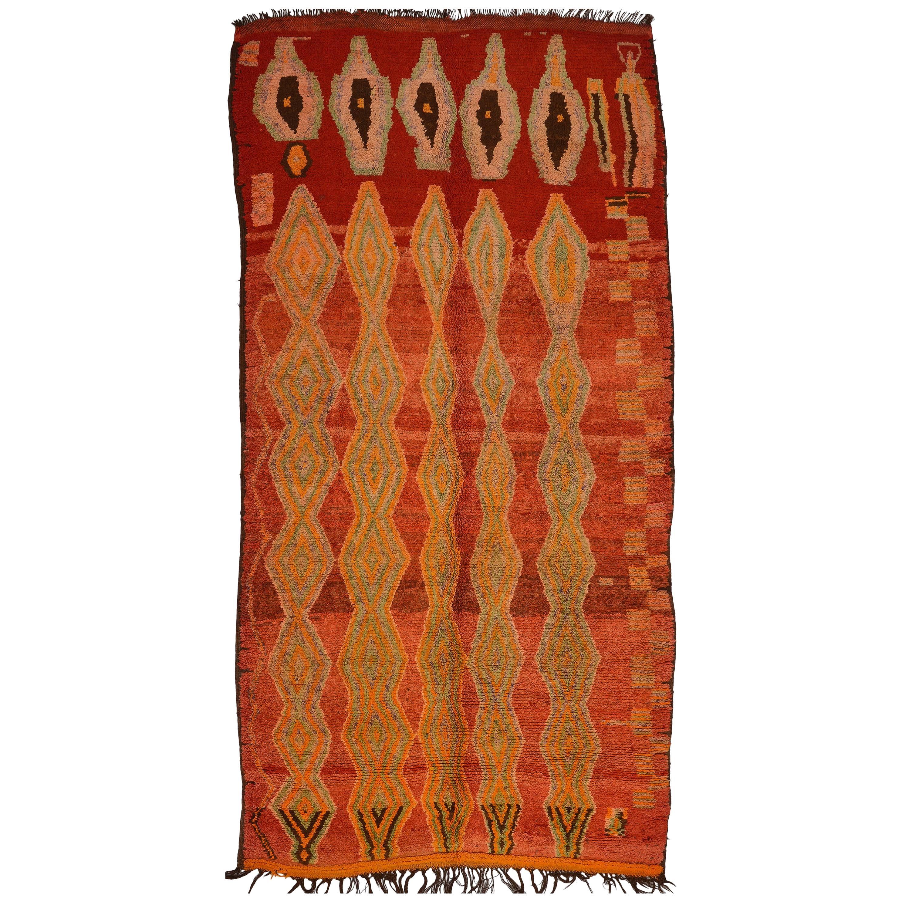 Vintage Unusual REHAMNA Moroccan Carpet For Sale