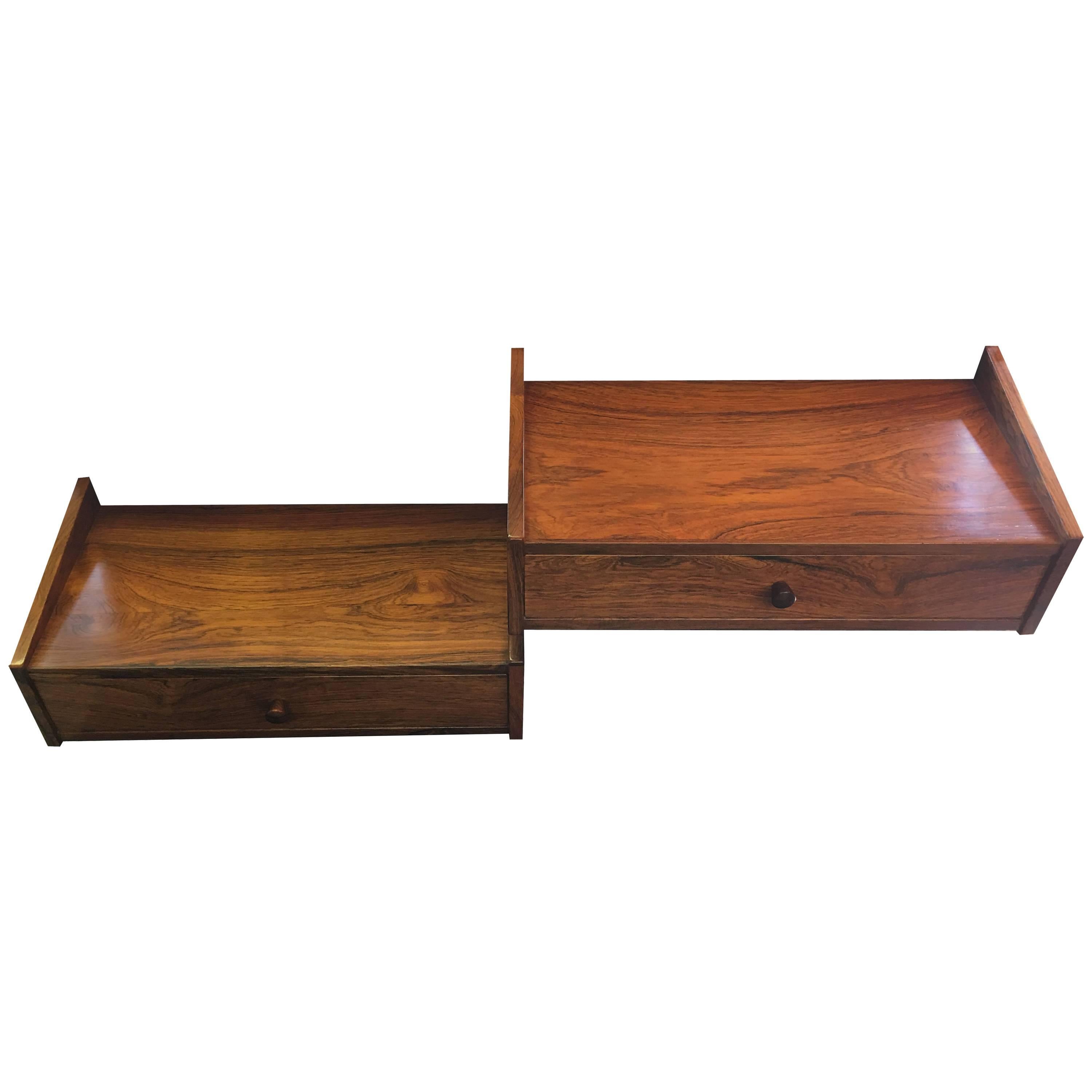 Pair of Danish Rosewood Wall Mounted Single Drawer Bedside Tables