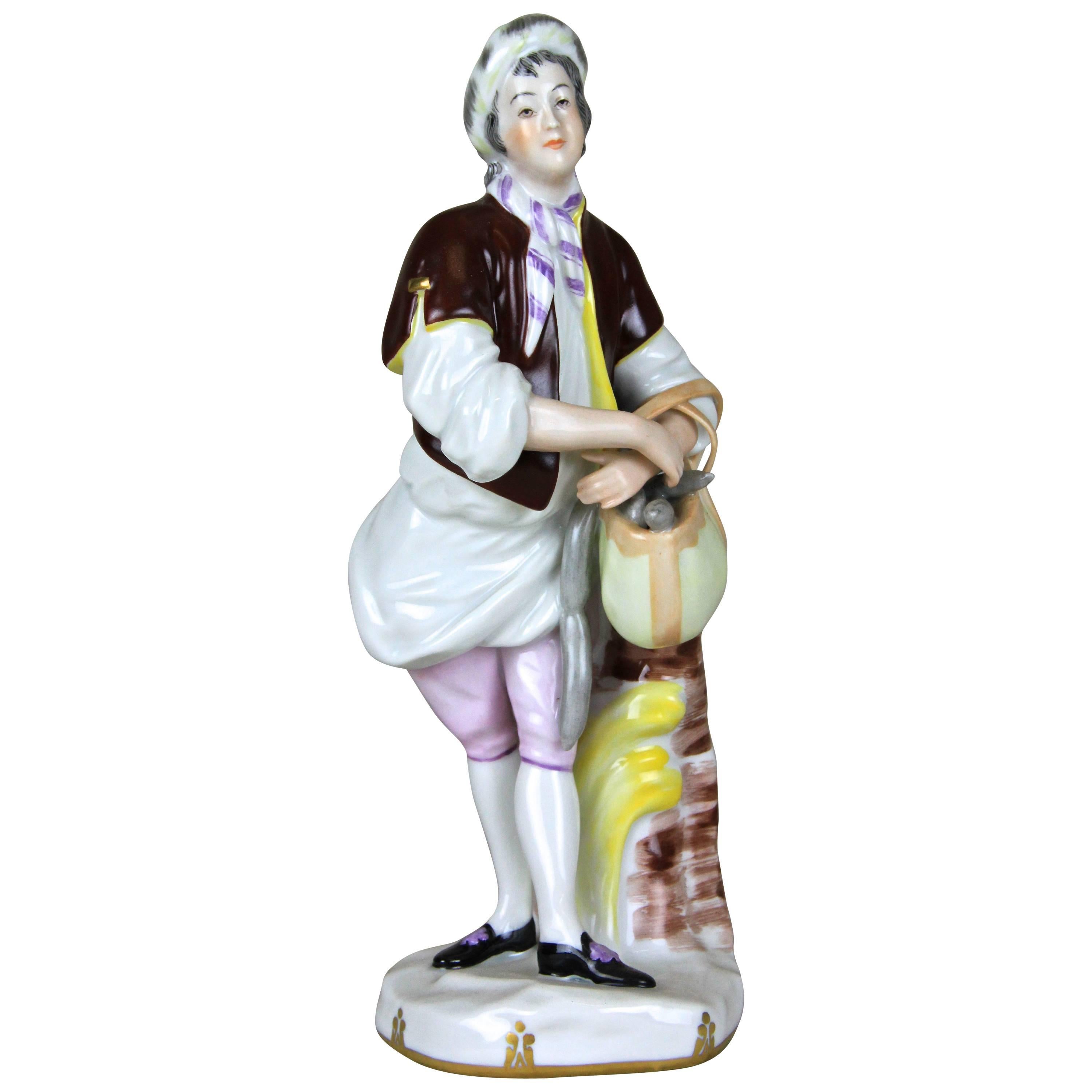 Porcelain Figurine "The Salami Salesman" by Augarten Vienna, Austria, circa 1950