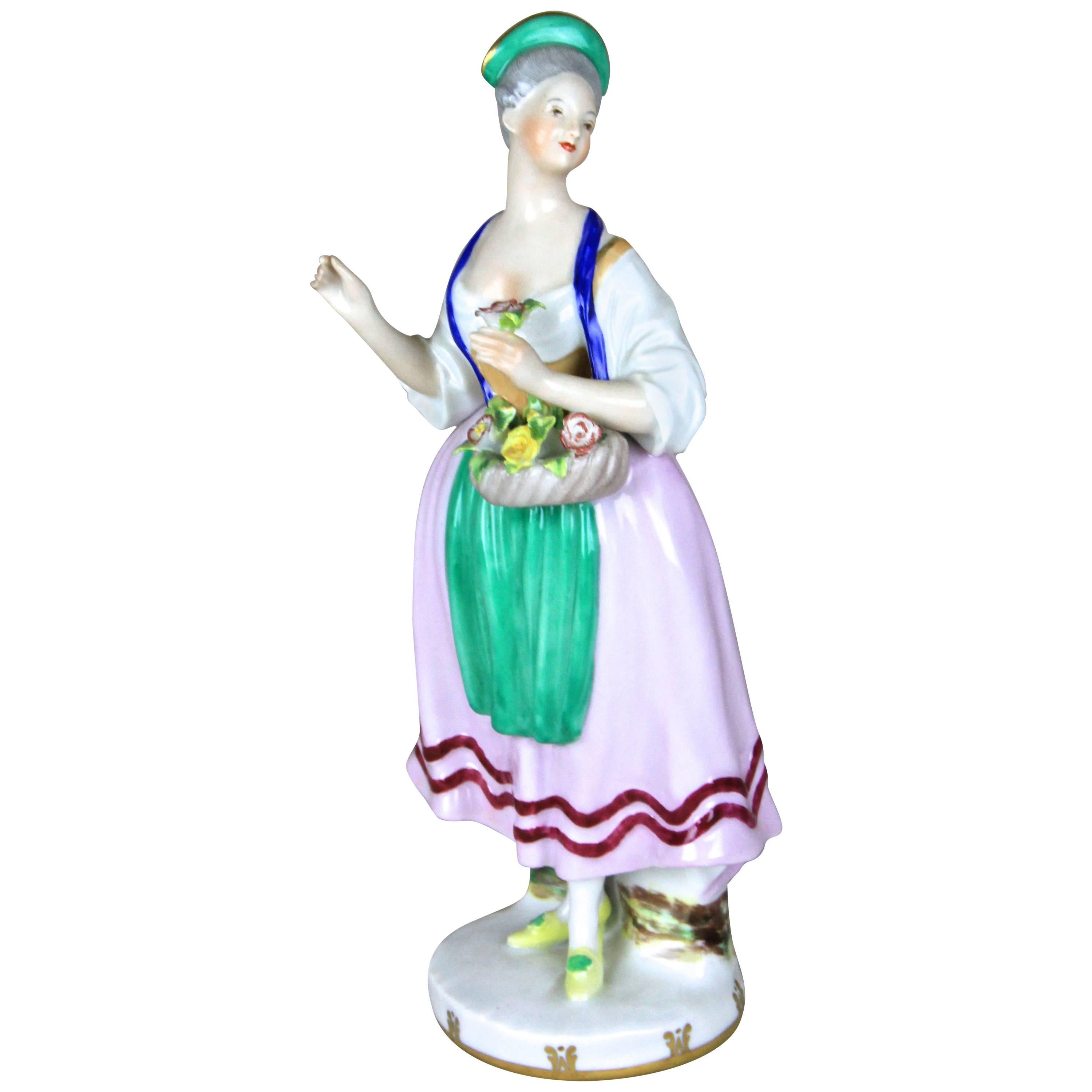 Porcelain Figurine "The Flower Woman" by Augarten Vienna, Austria, circa 1950